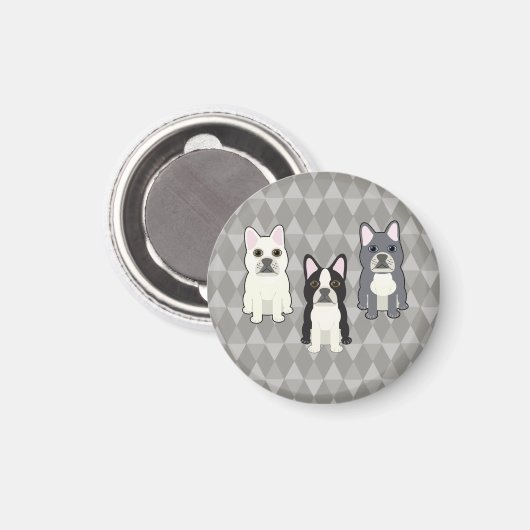 Frenchies Gray Diamonds マグネット (正面/裏面)