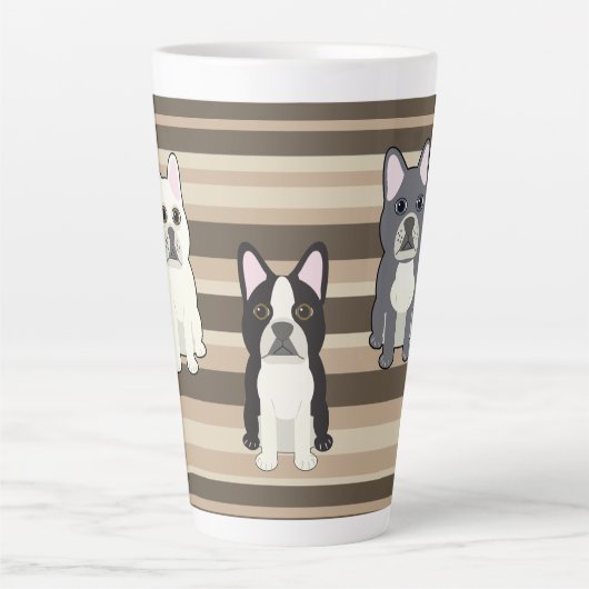 Frenchies Neutral Striped カフェラテマグ (正面)