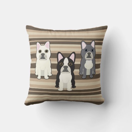 Frenchies Neutral Striped クッション (裏面)