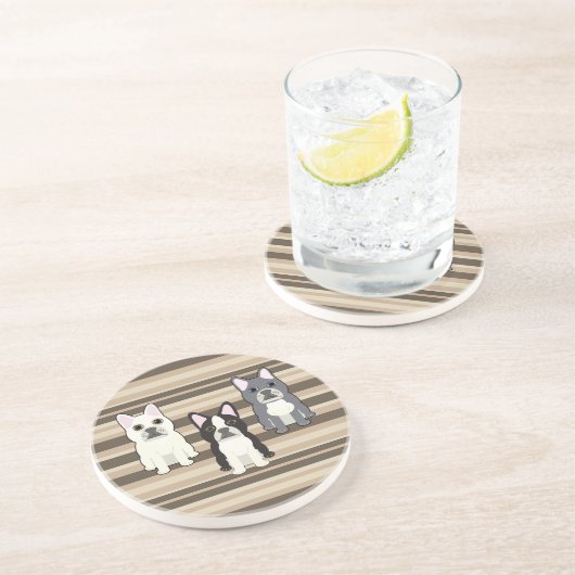 Frenchies Neutral Striped コースター (側面)