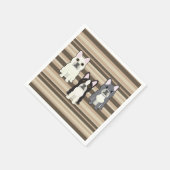Frenchies Neutral Striped スタンダードカクテルナプキン (角)