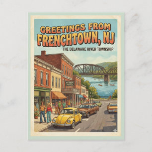 Frenchtown NJ フランスタウンからのご挨拶 レトロデザイン ポストカード
