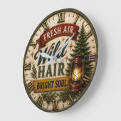 Fresh Air Wild Hair Outdoor Adventure Gift ラージ壁時計 (傾斜)