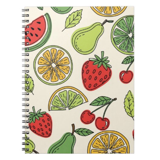 Fresh and Fun Fruit Pattern  ノートブック (正面)