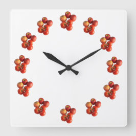 Fresh Apples and Tomatoes Wall Clock スクエア壁時計