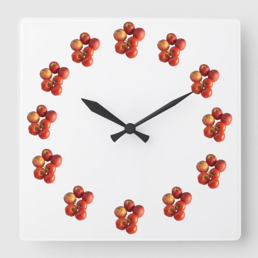Fresh Apples and Tomatoes Wall Clock スクエア壁時計 (正面)