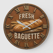 Fresh Baguette Rustic French Bakery Kitchen Decor ラージ壁時計 (正面)