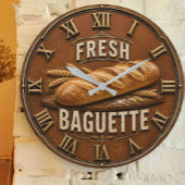 Fresh Baguette Rustic French Bakery Kitchen Decor ラージ壁時計