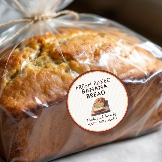 Fresh Baked Banana Bread Label | Bakery Sticker ラウンドシール