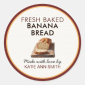 Fresh Baked Banana Bread Label | Bakery Sticker ラウンドシール (正面)