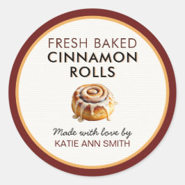Fresh Baked Cinnamon Roll Labels | Bakery Sticker ラウンドシール
