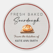 Fresh Baked Sourdough Bakery Label Stickers ラウンドシール (正面)