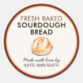 Fresh Baked Sourdough Bread Label | Bakery Sticker ラウンドシール (正面)