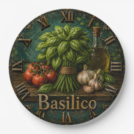 Fresh Basilico Italian Herb Farmhouse Kitchen ペーパープレート