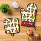 Fresh Beet Collection White 鍋つかみ&鍋敷きセット (トップダウン)