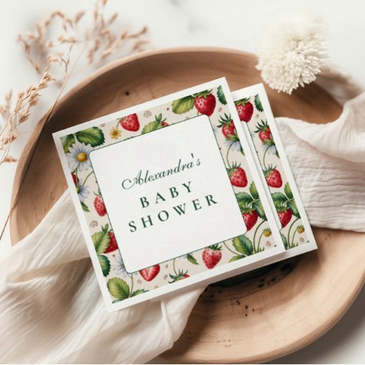 Fresh Berry Gingham Baby Shower スタンダードカクテルナプキン