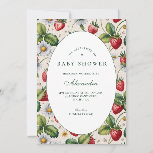 Fresh Berry Gingham Baby Shower 招待状 (正面)