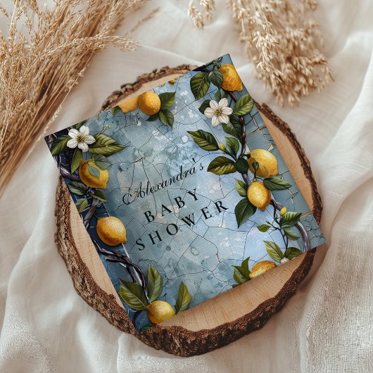 Fresh Botanical Lemon Baby Shower スタンダードカクテルナプキン