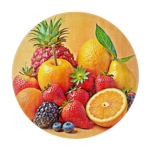 Fresh Bounty: Vibrant Fruit Harvest Design  カッティングボード (正面)