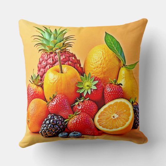 Fresh Bounty: Vibrant Fruit Harvest Design クッション (裏面)