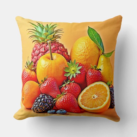 Fresh Bounty: Vibrant Fruit Harvest Design  クッション (正面)