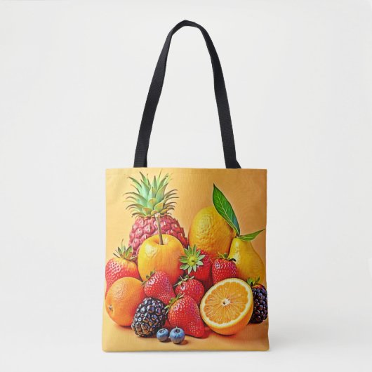 Fresh Bounty: Vibrant Fruit Harvest Design  トートバッグ (正面)