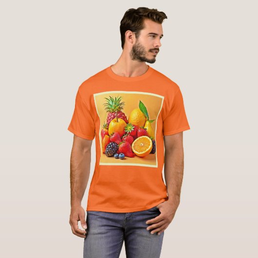 Fresh Bounty: Vibrant Fruit Harvest Design  Tシャツ (正面フル)
