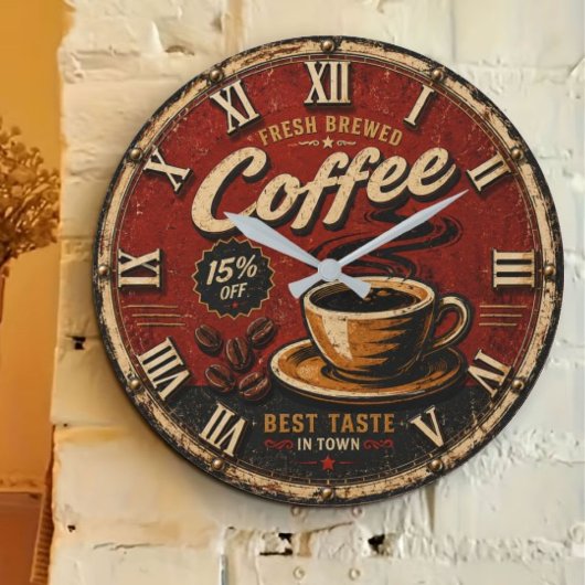 Fresh Brewed Coffee ラージ壁時計