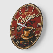 Fresh Brewed Coffee ラージ壁時計 (傾斜)