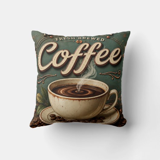 Fresh Brewed Coffee Rustic Farmhouse クッション (裏面)