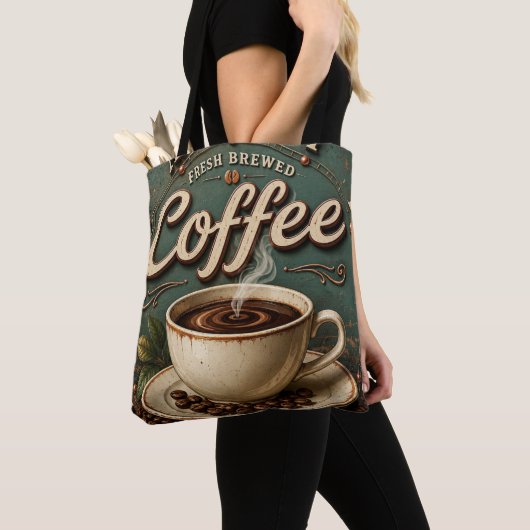 Fresh Brewed Coffee Rustic Farmhouse トートバッグ (クローズアップ)