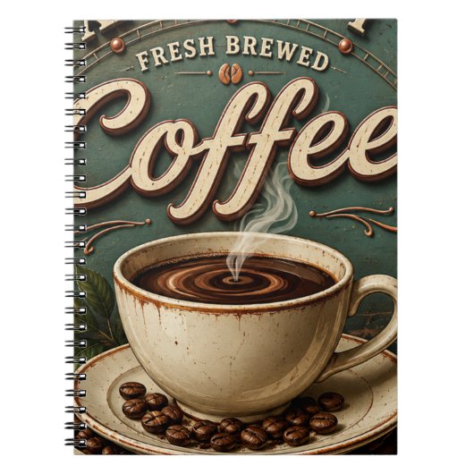Fresh Brewed Coffee Rustic Farmhouse ノートブック (正面)