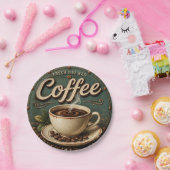 Fresh Brewed Coffee Rustic Farmhouse ペーパープレート (パーティー)