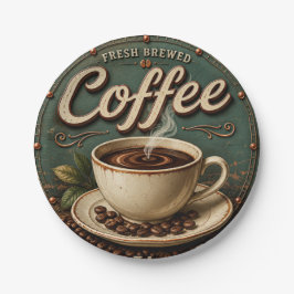 Fresh Brewed Coffee Rustic Farmhouse ペーパープレート