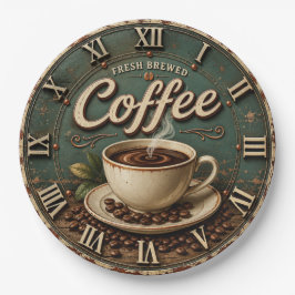 Fresh Brewed Coffee Rustic Farmhouse ペーパープレート