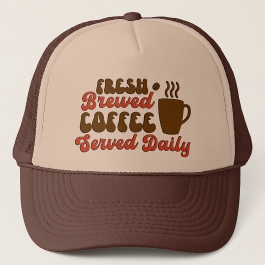 Fresh brewed coffee word art キャップ (正面)