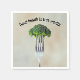 Fresh Broccoli Floret On a Fork With Quote スタンダードカクテルナプキン