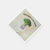 Fresh Broccoli Floret On a Fork With Quote スタンダードカクテルナプキン (角)
