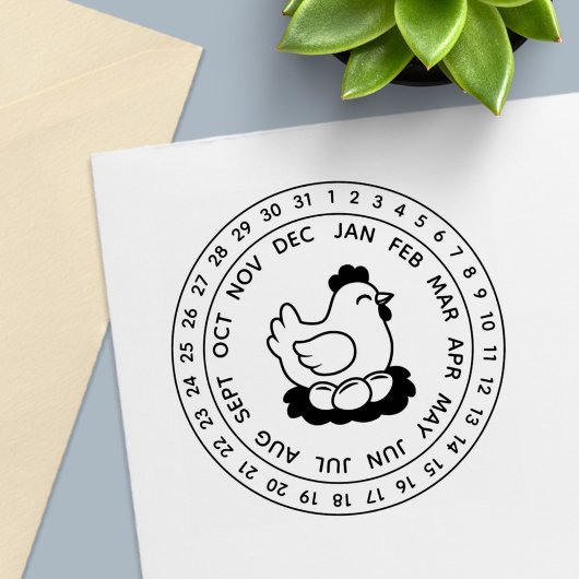 Fresh Chicken Eggs Carton Date Wheel セルフインキングスタンプ