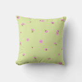 Fresh Citron Japanese Pink Cosmos Floral Pattern クッション (正面)