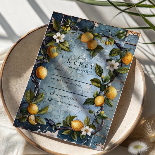 Fresh Citrus Botanical Wedding 出欠カード