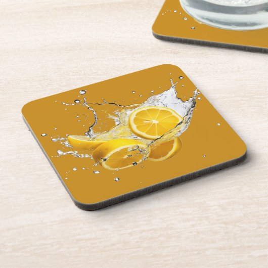 Fresh Citrus Coaster Set- Lemon Design コースター (左側)