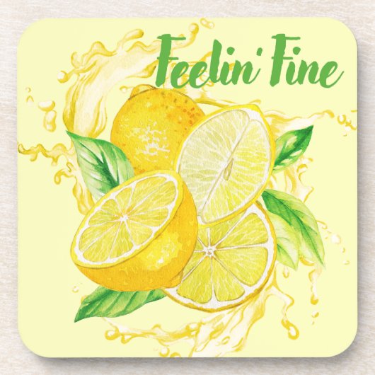 Fresh Citrus Coaster Set- Lemon Design コースター (正面)