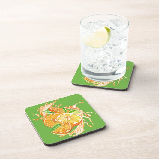 Fresh Citrus Coaster Set- Orange Design コースター (右側)
