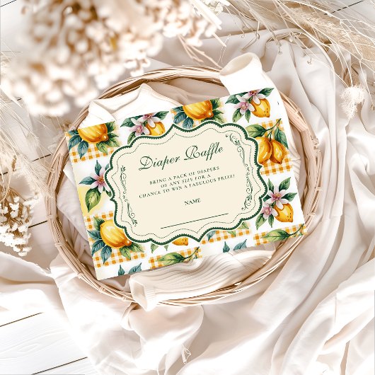 Fresh Citrus Floral Baby Shower Diapper Raffle エンクロージャーカード