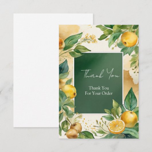 Fresh Citrus Frame with Green Botanical Accents サンキューカード (正面/裏面)