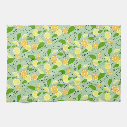 Fresh citrus fruits. キッチンタオル (横)