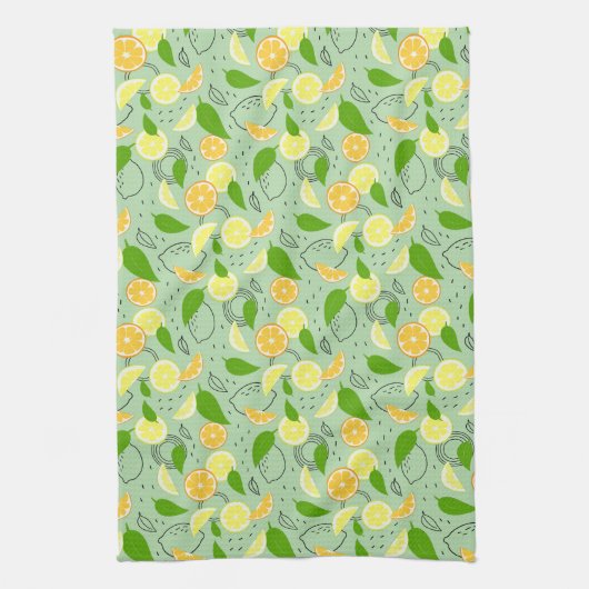 Fresh citrus fruits. キッチンタオル (縦)