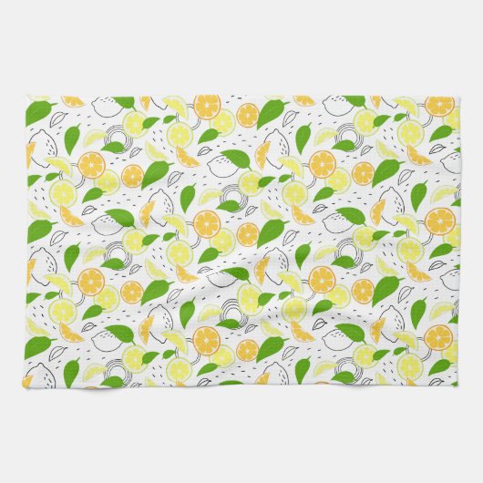 Fresh citrus fruits Lemon Orange Modern. キッチンタオル (横)