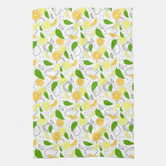 Fresh citrus fruits Lemon Orange Modern. キッチンタオル (縦)